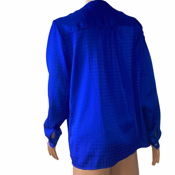 Jones New York blouse/top Collection Stretch button up SZ SM blue work/business - Picture 5 of 14